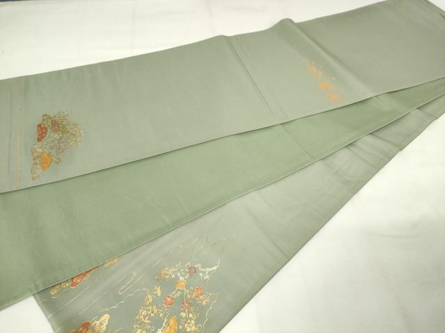平和屋着物◎西陣　太鼓柄袋帯　螺鈿　風景花文　金銀彩　正絹　逸品　AABM1553od