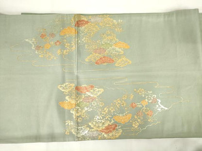 平和屋着物◎西陣　太鼓柄袋帯　螺鈿　風景花文　金銀彩　正絹　逸品　AABM1553od