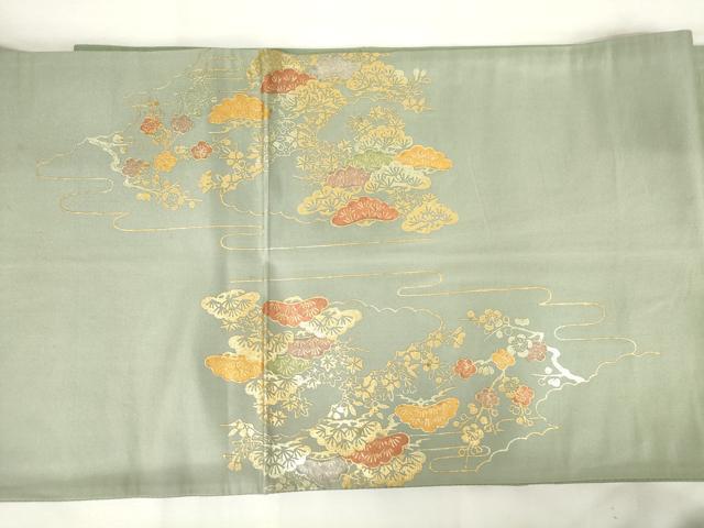 平和屋着物◎西陣　太鼓柄袋帯　螺鈿　風景花文　金銀彩　正絹　逸品　AABM1553od