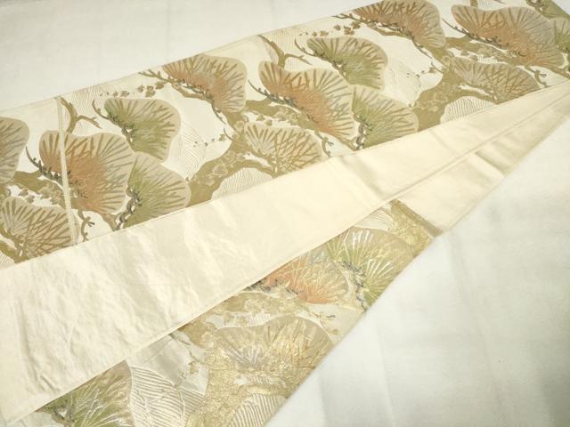 平和屋着物◎六通柄袋帯　松　金銀糸　正絹　逸品　AABM1556od