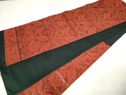 平和屋着物◎六通柄袋帯　向かい鳥花文　さらさ　正絹　逸品　AABM1559od