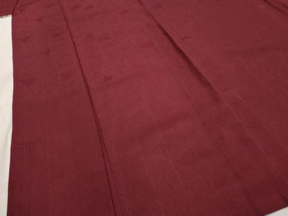 平和屋着物＊夏物　色無地　縦絽　銀杏地紋　葡萄茶色　正絹　逸品　AABM1565st