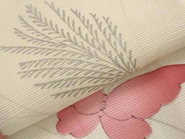 平和屋着物＊夏物　小紋　絽　舞蝶文　銀彩　正絹　逸品　AABM1568st