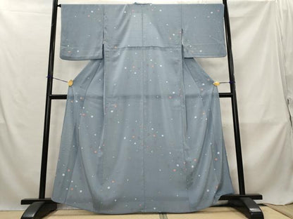 平和屋着物＊夏物　小紋　絽縮緬　あられ文　洗える着物　AABM1569st