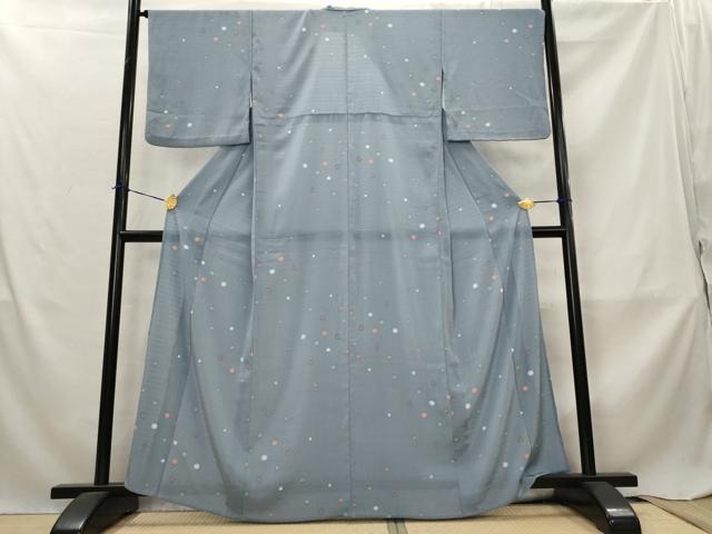 平和屋着物＊夏物　小紋　絽縮緬　あられ文　洗える着物　AABM1569st