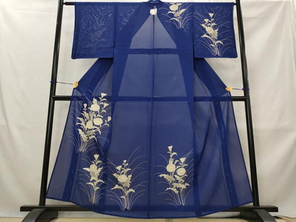 平和屋着物＊夏物　訪問着　絽　手描き　草花文　正絹　逸品　AABM1571st