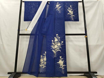 平和屋着物＊夏物　訪問着　絽　手描き　草花文　正絹　逸品　AABM1571st