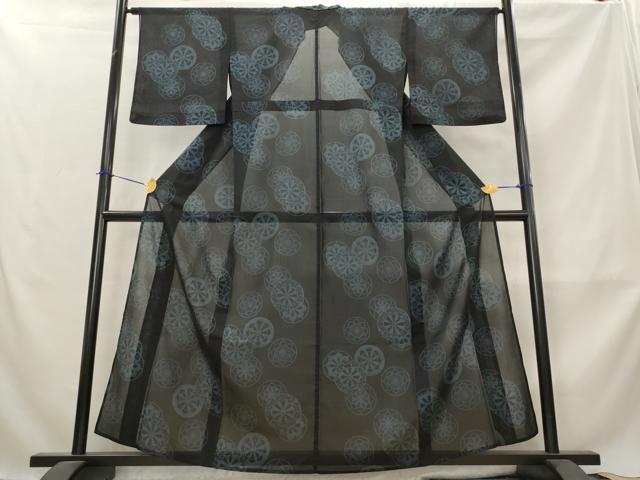 平和屋着物＊夏物　小紋　紗　源氏車文　洗える着物　AABM1576st