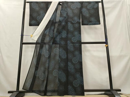 平和屋着物＊夏物　小紋　紗　源氏車文　洗える着物　AABM1576st