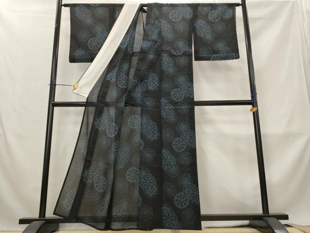 平和屋着物＊夏物　小紋　紗　源氏車文　洗える着物　AABM1576st