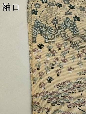 平和屋着物＊夏物　小紋　絽　松竹梅風景文　正絹　逸品　AABM1579st