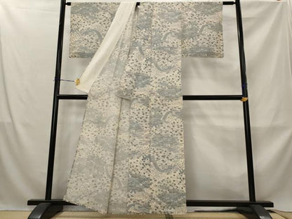 平和屋着物＊夏物　小紋　絽　松竹梅風景文　正絹　逸品　AABM1579st