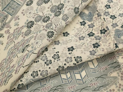 平和屋着物＊夏物　小紋　絽　松竹梅風景文　正絹　逸品　AABM1579st