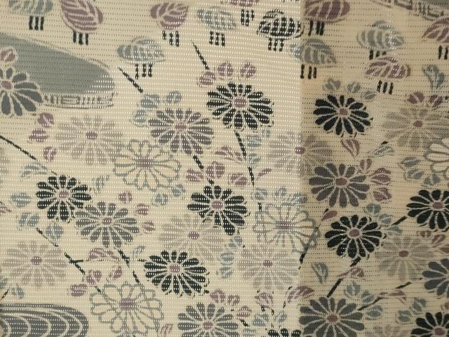 平和屋着物＊夏物　小紋　絽　松竹梅風景文　正絹　逸品　AABM1579st