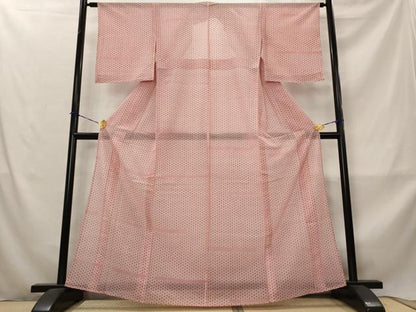 平和屋着物＊夏物　小紋　絽　麻の葉文様　正絹　逸品　AABM1584st