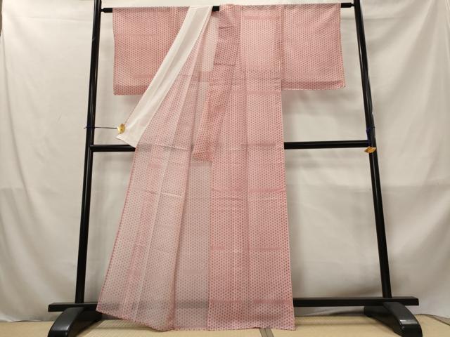平和屋着物＊夏物　小紋　絽　麻の葉文様　正絹　逸品　AABM1584st