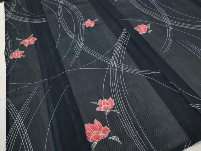 平和屋着物＊夏物　小紋　絽　舞花文　洗える着物　AABM1587st