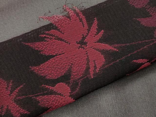 平和屋着物＊夏物　小紋　紗　舞花文　黒地　正絹　逸品　AABM1588st