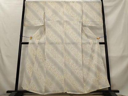 平和屋着物＊夏物　小紋　絽　斜縞更紗花文　やまと誂製　正絹　逸品　AABM1598st