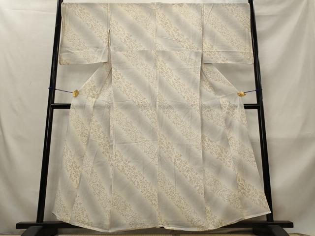 平和屋着物＊夏物　小紋　絽　斜縞更紗花文　やまと誂製　正絹　逸品　AABM1598st