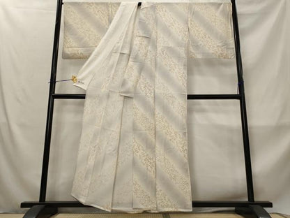 平和屋着物＊夏物　小紋　絽　斜縞更紗花文　やまと誂製　正絹　逸品　AABM1598st