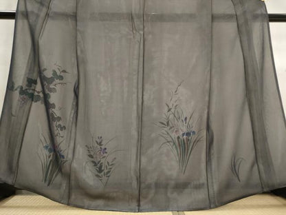 平和屋着物▽訪問着　無双　紗袷　紗×絽　葡萄蔦の葉文　金彩　正絹　逸品　AABM1764st