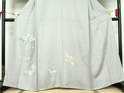 平和屋着物▽訪問着　単衣　草花文　金彩　正絹　逸品　AABM1802jh