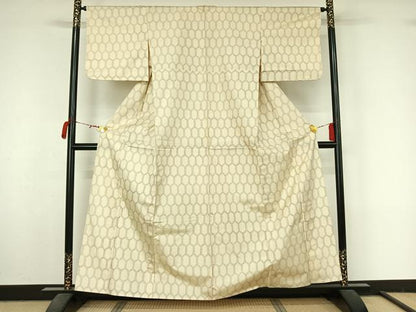平和屋着物▽本場大島紬　単衣　亀甲文　正絹　逸品　AABM1804jh