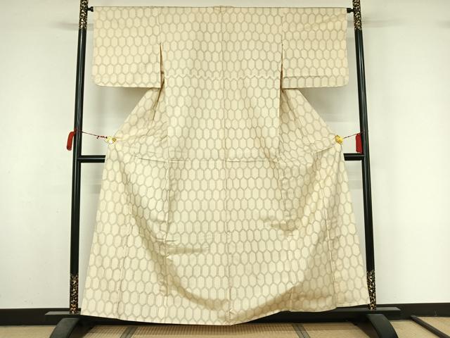 平和屋着物▽本場大島紬　単衣　亀甲文　正絹　逸品　AABM1804jh