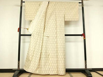 平和屋着物▽本場大島紬　単衣　亀甲文　正絹　逸品　AABM1804jh
