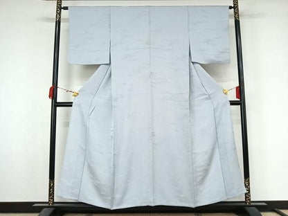 平和屋着物▽上質な色無地　単衣　霞地紋　月白色　正絹　逸品　AABM1807jh