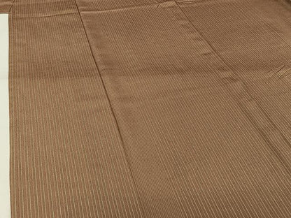 平和屋着物▽上質な小紋　単衣　お召縮緬　縞　正絹　逸品　AABM1808jh