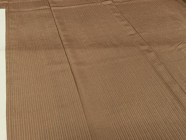平和屋着物▽上質な小紋　単衣　お召縮緬　縞　正絹　逸品　AABM1808jh