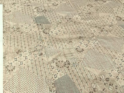 平和屋着物▽上質な紬　単衣　切嵌花文　正絹　逸品　AABM1810jh