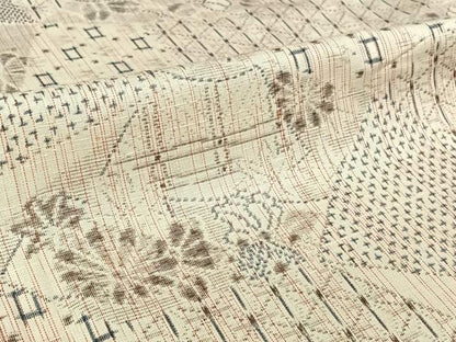 平和屋着物▽上質な紬　単衣　切嵌花文　正絹　逸品　AABM1810jh