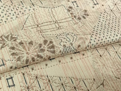 平和屋着物▽上質な紬　単衣　切嵌花文　正絹　逸品　AABM1810jh