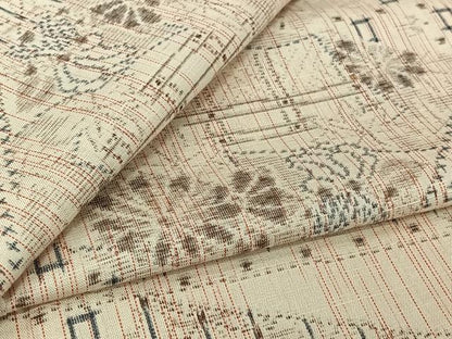 平和屋着物▽上質な紬　単衣　切嵌花文　正絹　逸品　AABM1810jh