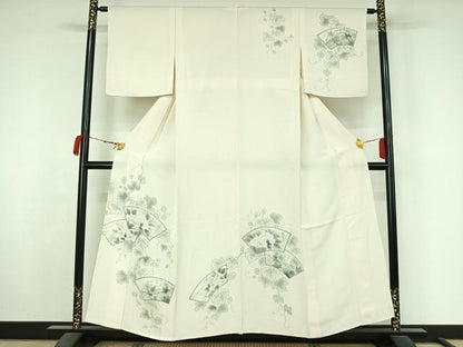 平和屋着物▽訪問着　単衣　地紙花唐草文　正絹　逸品　AABM1813jh
