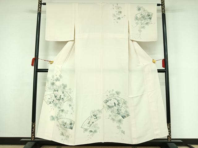 平和屋着物▽訪問着　単衣　地紙花唐草文　正絹　逸品　AABM1813jh