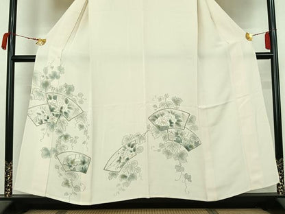 平和屋着物▽訪問着　単衣　地紙花唐草文　正絹　逸品　AABM1813jh
