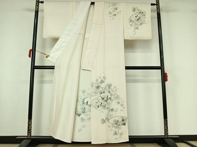 平和屋着物▽訪問着　単衣　地紙花唐草文　正絹　逸品　AABM1813jh
