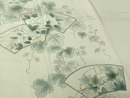 平和屋着物▽訪問着　単衣　地紙花唐草文　正絹　逸品　AABM1813jh