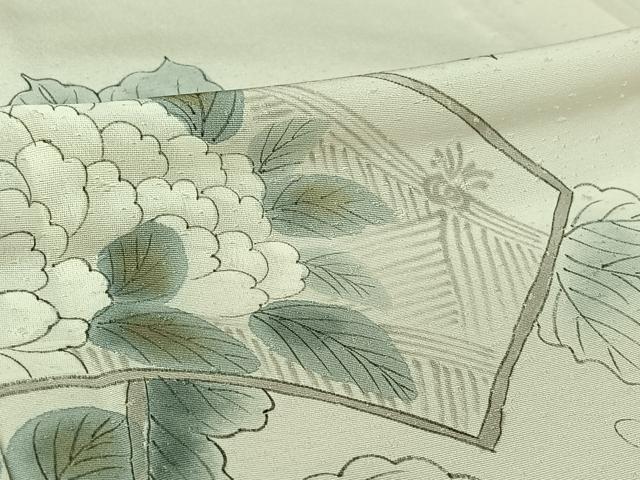 平和屋着物▽訪問着　単衣　地紙花唐草文　正絹　逸品　AABM1813jh