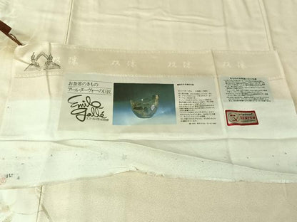 平和屋着物▽エミール・ガレ　訪問着　単衣　草花文　暈し染め　金彩　反端付き　正絹　逸品　AABM1819jh