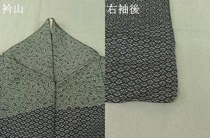 平和屋着物▽訪問着　単衣　作家物　草花文　正絹　逸品　AABM1820jh