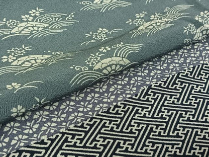平和屋着物▽訪問着　単衣　作家物　草花文　正絹　逸品　AABM1820jh