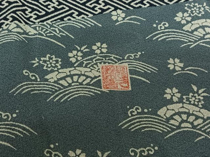 平和屋着物▽訪問着　単衣　作家物　草花文　正絹　逸品　AABM1820jh