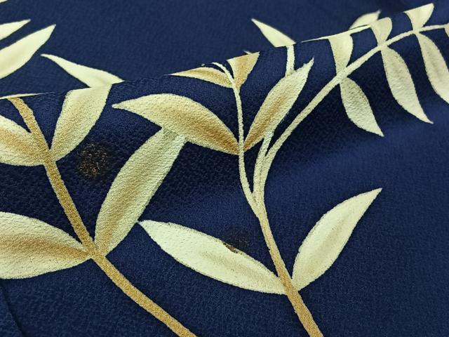 平和屋着物▽訪問着　単衣　枝葉文　金彩　正絹　逸品　AABM1824jh