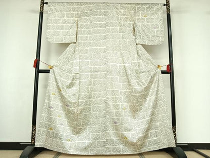 平和屋着物▽訪問着　単衣　横段花文　暈し染め　正絹　逸品　AABM1829jh