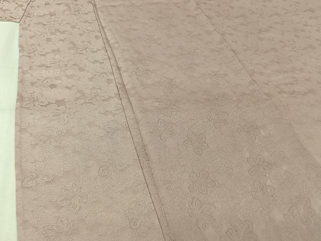 平和屋着物▽上質な色無地　単衣　草花地紋　鴇鼠色　正絹　逸品　AABM1834jh